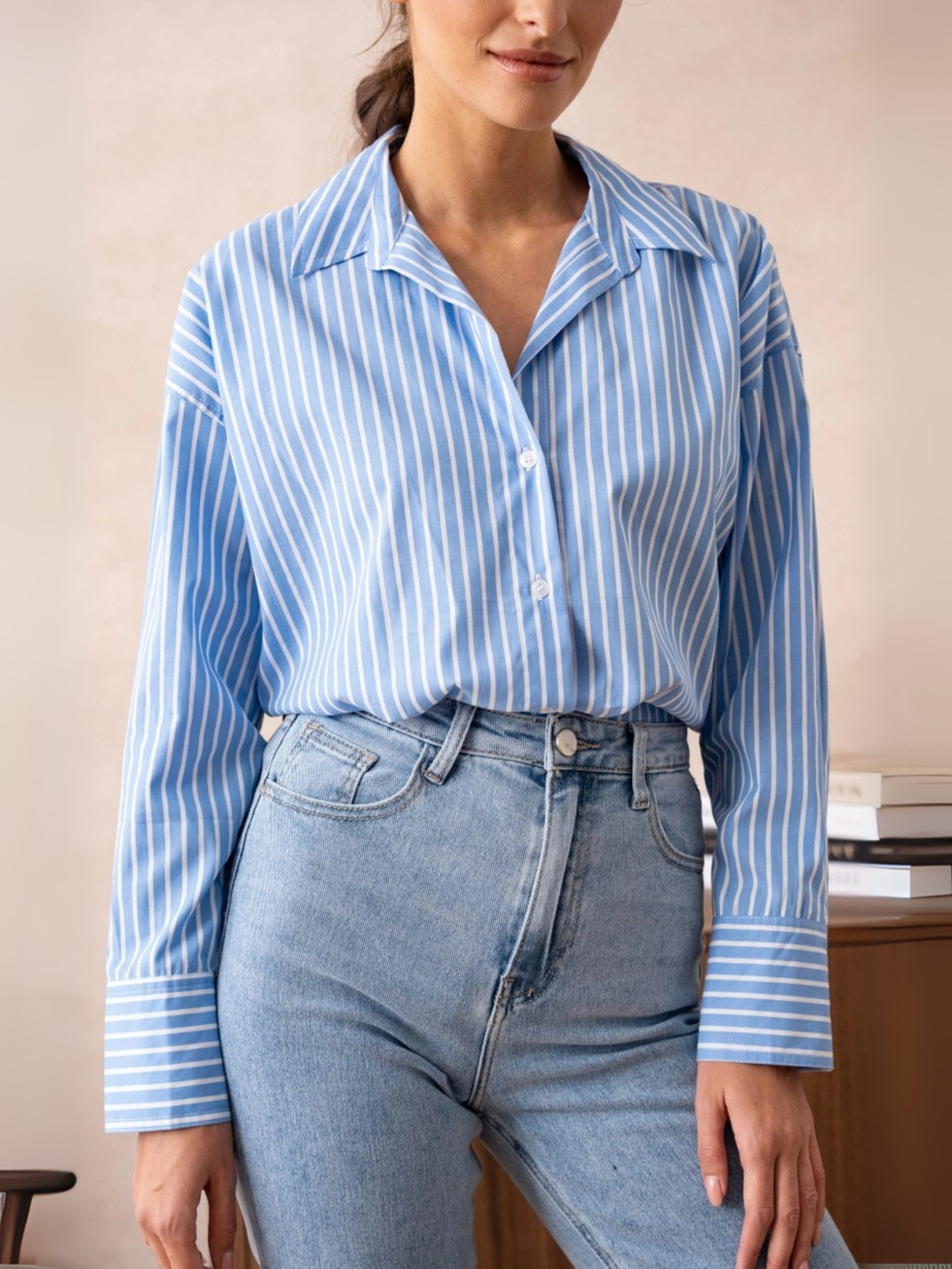 Camisa clásica algodón con cuello entallado