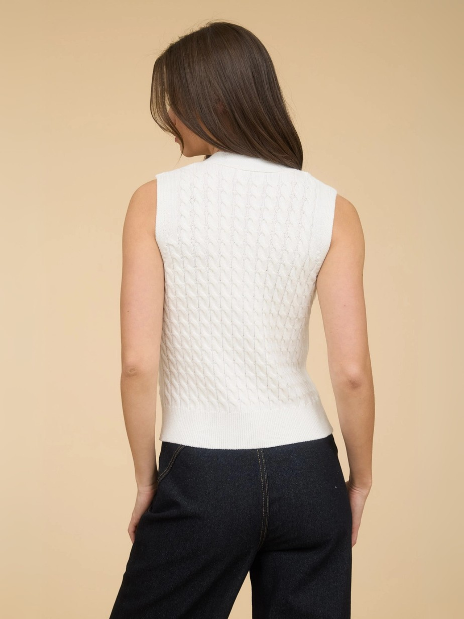 Chaleco tipo cárdigan clásico de punto trenzado