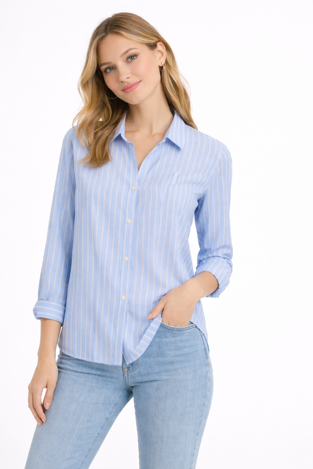 Camisa clásica algodón con cuello entallado