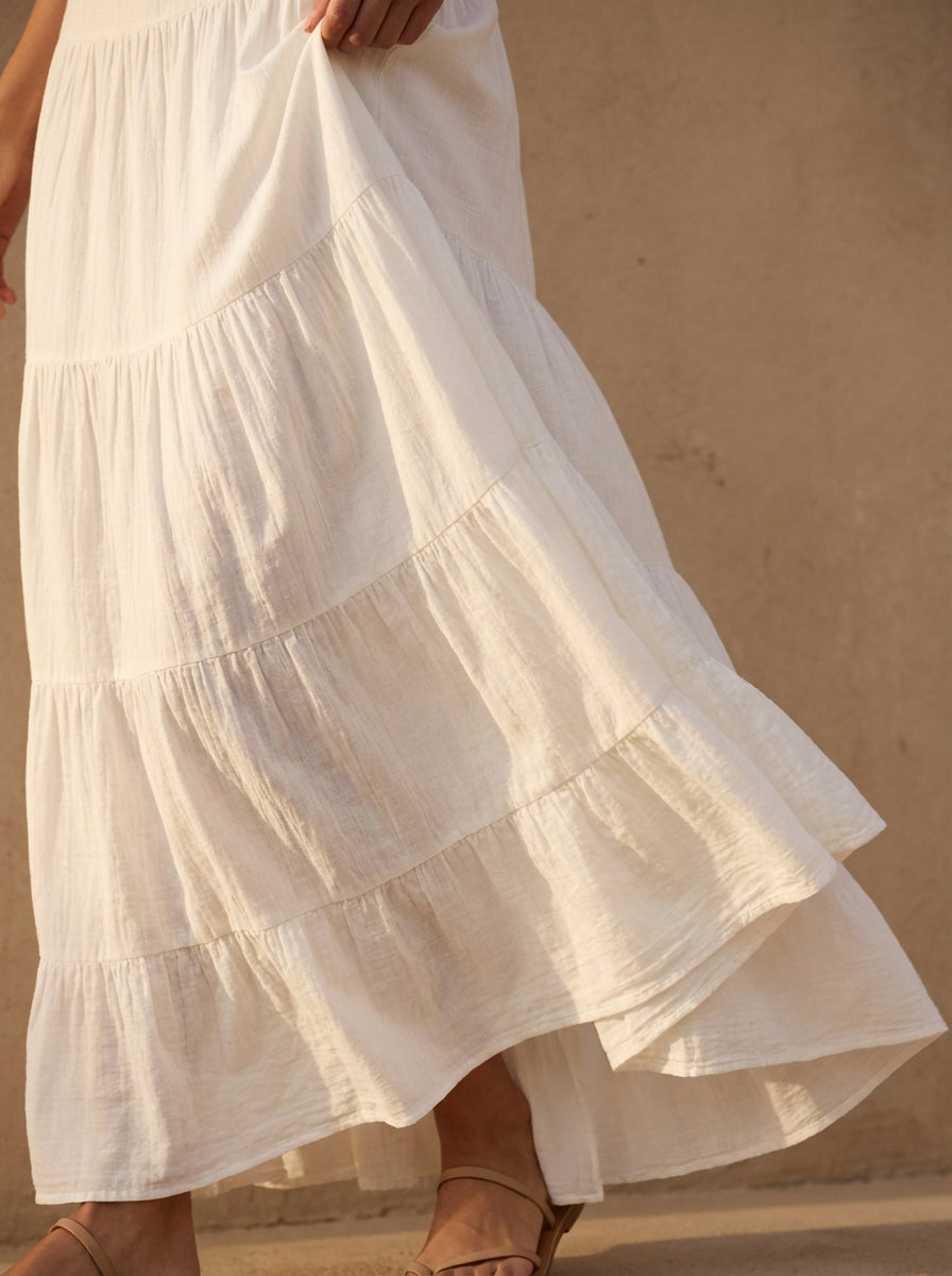 Falda con lazo y dobladillo con volantes